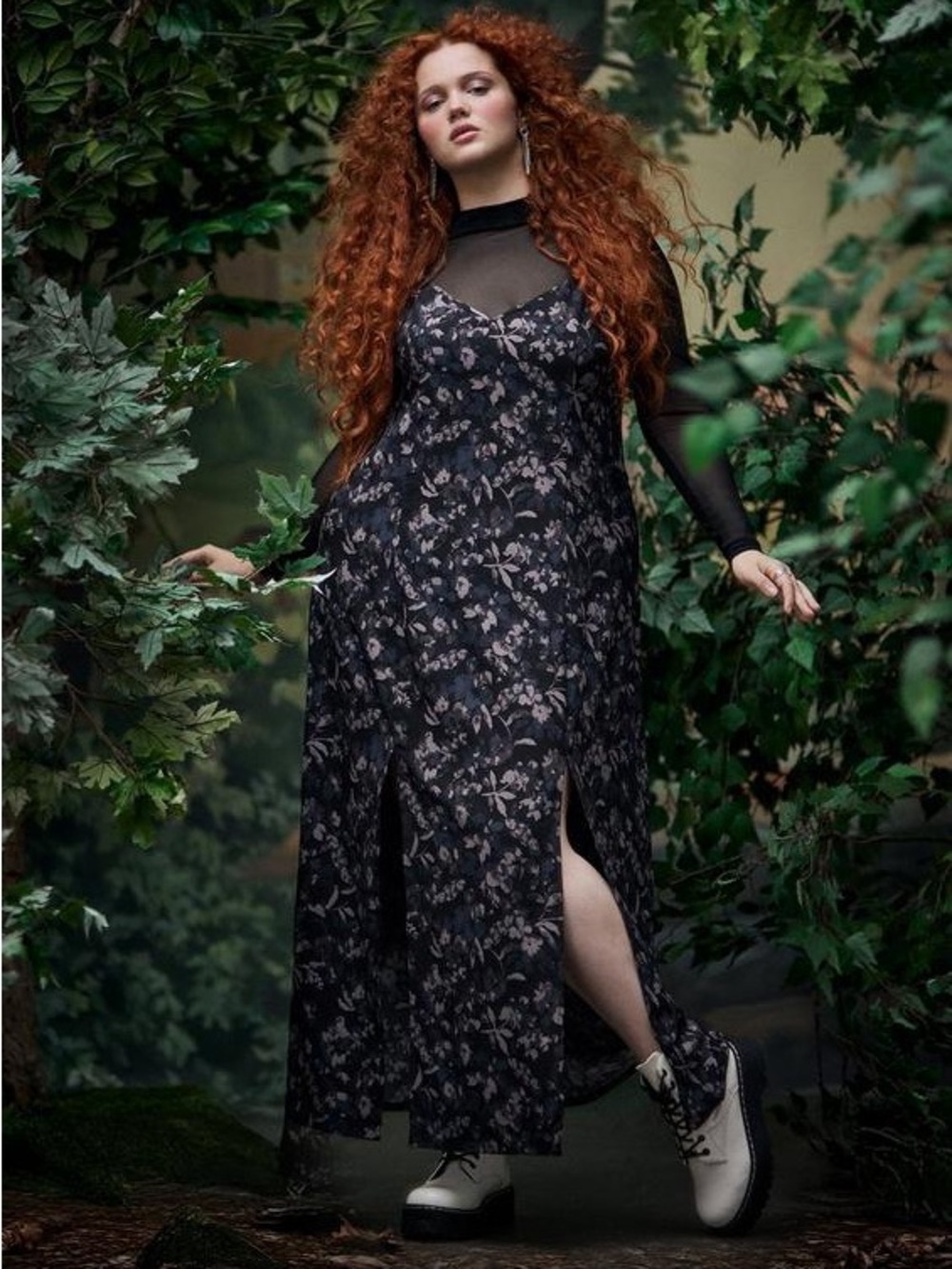 torrid Black and Gray Floral Slip Maxi Dress - Picture 14 of 16